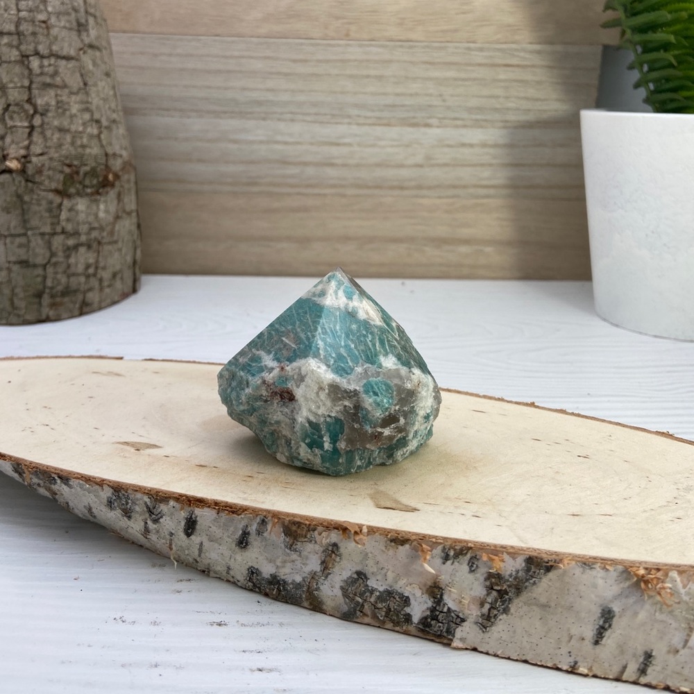 Amazonite Generator Point, Rough and Polished - Picture 6 of 10